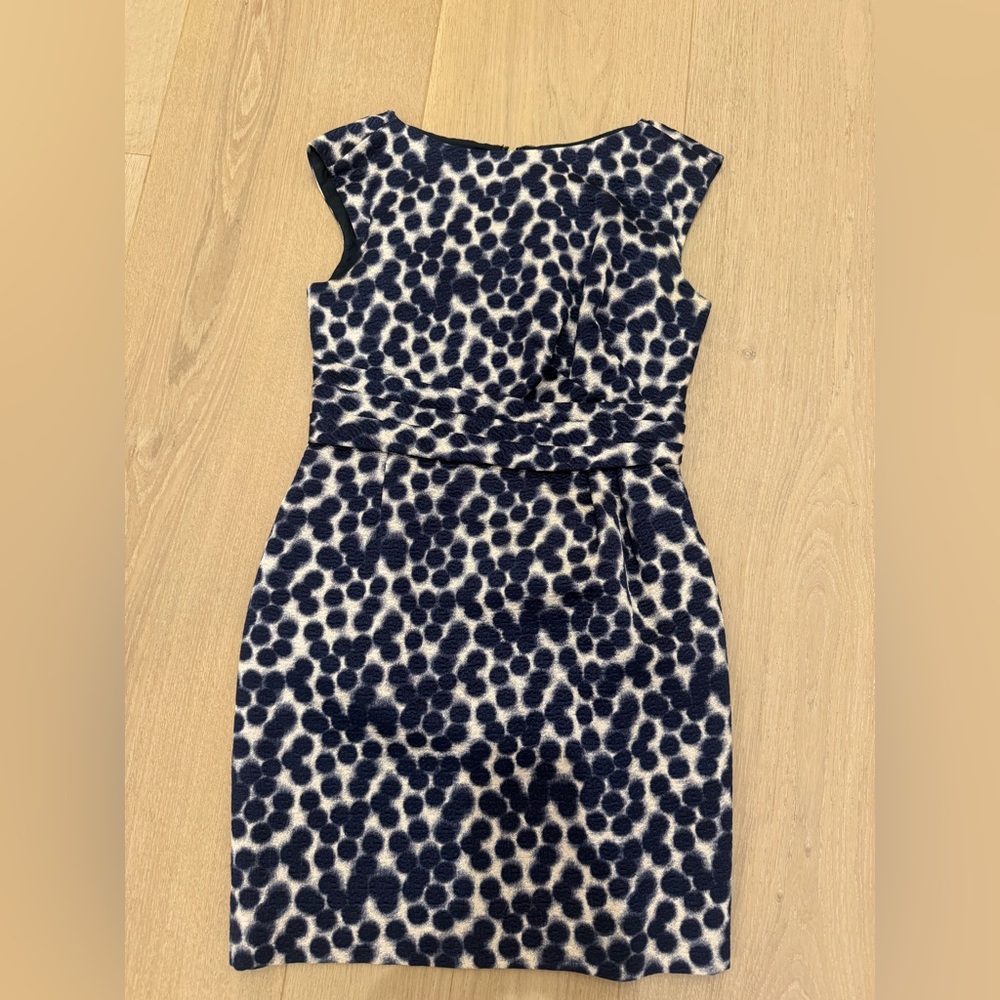 Carolina Herrera Navy and White Dot Midi Dress